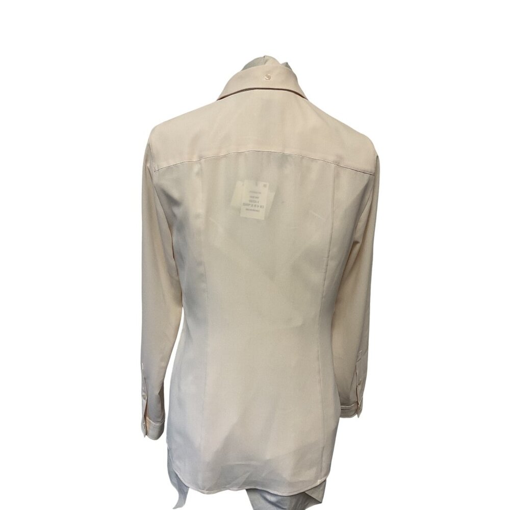 Anne Klein Womens Long-Sleeve Button-Up Shirt Ivory White Size 4 - Picture 3 of 4